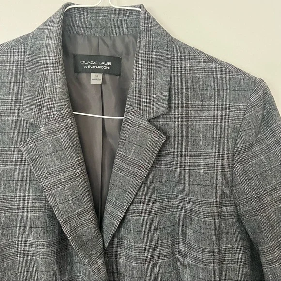 Evan Picone Glen Check Plaid Blazer Jacket 16 Womens Grey Office Career Business - Picture 2 of 11